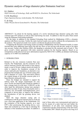 Dynamic Analysis of Large Diameter Piles Statnamic Load Test