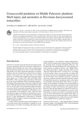 Shell Injury and Anomalies in Devonian Dacryoconarid Tentaculites