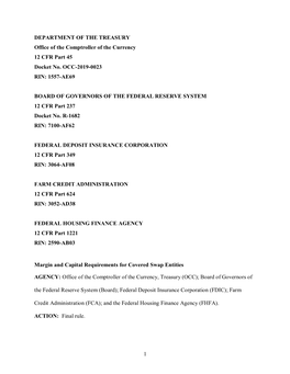 Margin and Capital Requirements for Covered Swap Entities