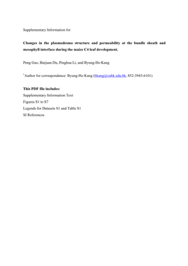 Supplementary Information for Changes in the Plasmodesma Structure and Permeability at the Bundle Sheath and Mesophyll Interface