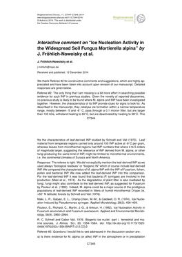 Ice Nucleation Activity in the Widespread Soil Fungus Mortierella Alpina” by J