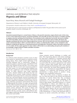 HYPOXIA and REPRODUCTIVE HEALTH: Hypoxia and Labour