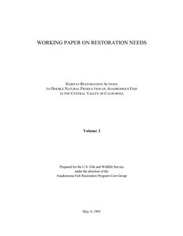 Working Paper on Restoration Needs