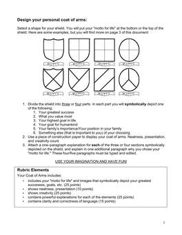 Design Your Personal Coat of Arms: Rubric Elements