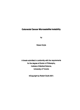 Colorectal Cancer Microsatellite Lnstability