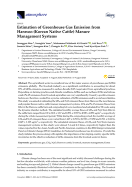 Estimation of Greenhouse Gas Emission from Hanwoo (Korean Native Cattle) Manure Management Systems