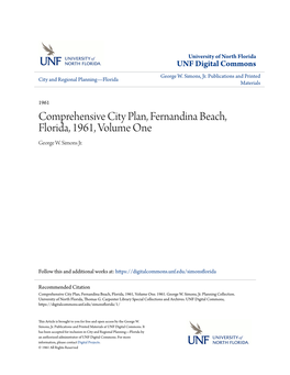 Comprehensive City Plan, Fernandina Beach, Florida, 1961, Volume One George W