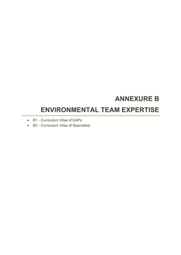 Annexure B Environmental Team Expertise