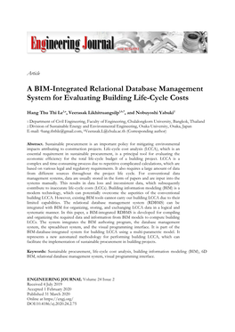 A BIM-Integrated Relational Database Management System for Evaluating Building Life-Cycle Costs