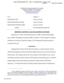 Case 3:20-Bk-02387-JAF Doc 3 Filed 08/12/20 Page 1 of 30