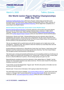 ISU World Junior Figure Skating Championships 2020, Day Two