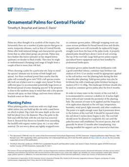 Ornamental Palms for Central Florida1 Timothy K