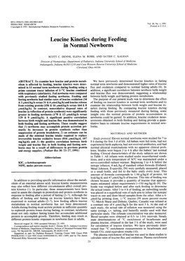 Leucine Kinetics During Feeding in Normal Newborns