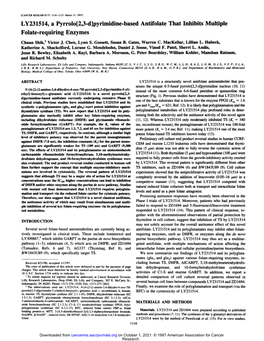 Pyrimidine-Based Antifolate That Inhibits Multiple Folate-Requiring Enzymes