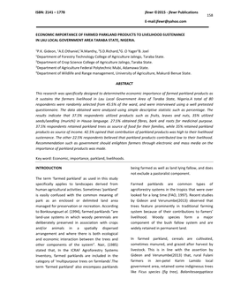 158 Economic Importance of Farmed Parkland Products