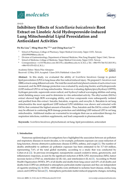 Inhibitory Effects of Scutellaria Baicalensis Root Extract on Linoleic