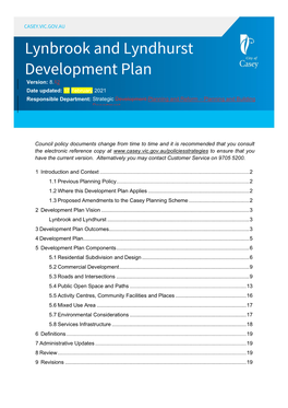 Lynbrook and Lyndhurst Development Plan