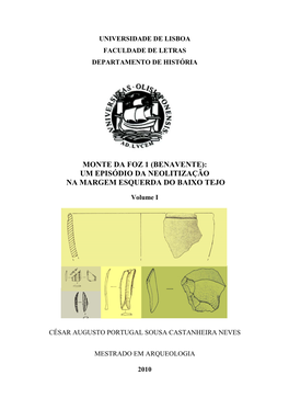 Benavente): Um Episódio Da Neolitização Na Margem Esquerda Do Baixo Tejo