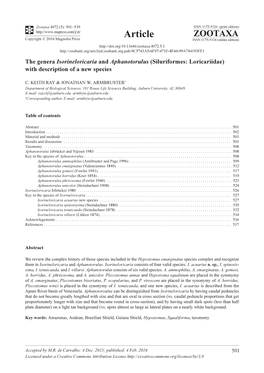 The Genera Isorineloricaria and Aphanotorulus (Siluriformes: Loricariidae) with Description of a New Species
