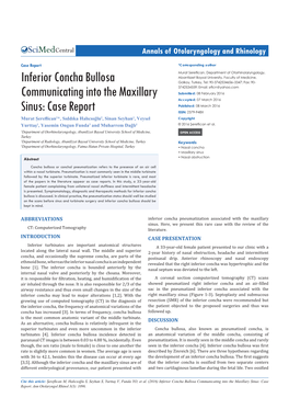 Inferior Concha Bullosa Communicating Into the Maxillary Sinus: Case Report