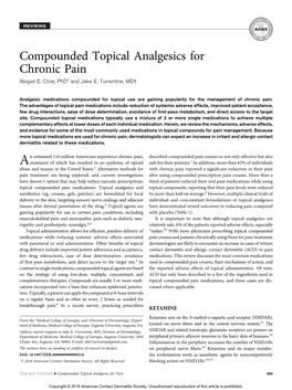 Compounded Topical Analgesics for Chronic Pain Abigail E