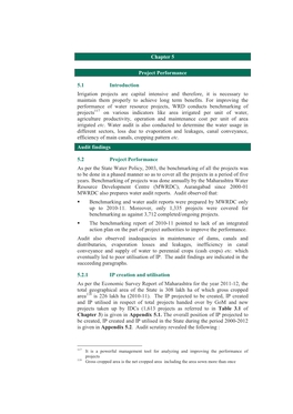 Chapter 5 Project Performance 5.1 Introduction Irrigation Projects Are