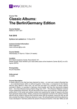 Classic Albums: the Berlin/Germany Edition