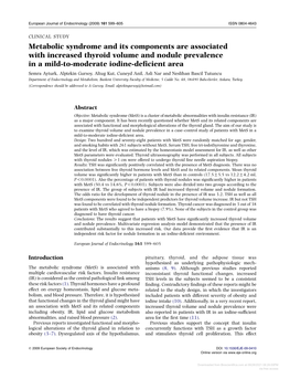 Metabolic Syndrome and Its Components Are Associated With