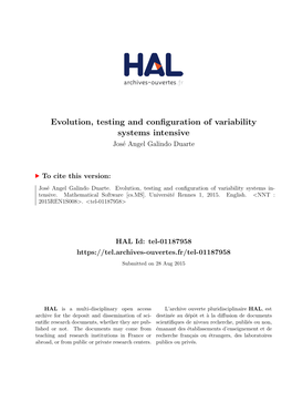 Evolution, Testing and Configuration of Variability Systems Intensive