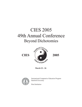 CIES 2005 49Th Annual Conference Beyond Dichotomies