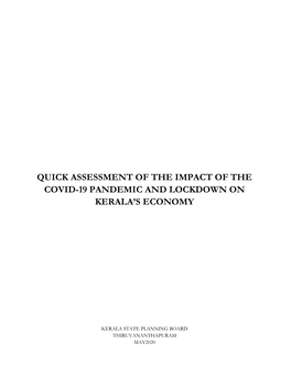 Quick Assessment of the Impact of the Covid-19 Pandemic and Lockdown