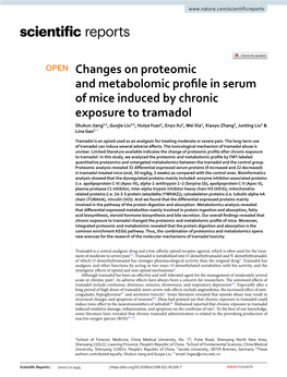 Changes on Proteomic and Metabolomic Profile in Serum of Mice Induced by Chronic Exposure to Tramadol