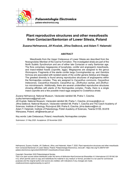 Plant Reproductive Structures and Other Mesofossils from Coniacian/Santonian of Lower Silesia, Poland