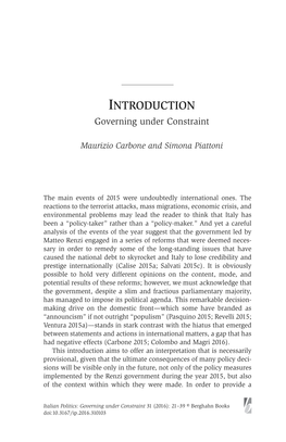 Introduction Governing Under Constraint