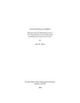 Technical Publication SJ2006-5 by Jane W. Mace St. Johns River