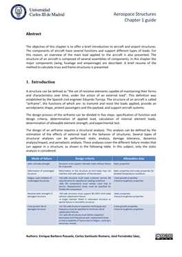 Aerospace Structures Chapter 1 Guide