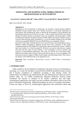 Surveying and Mapping Using Mobile Phone in Archaeological Settlements