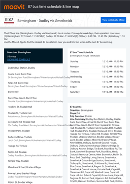 87 Bus Time Schedule & Line Route