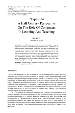 Chapter 14. a Half Century Perspective on the Role of Computers in Learning and Teaching