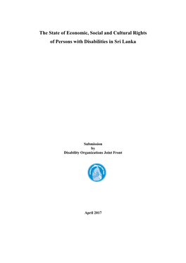The State of Economic, Social and Cultural Rights of Persons with Disabilities in Sri Lanka