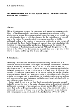 The Establishment of Colonial Rule in Jambi: the Dual Strand of Politics and Economics