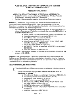 Ratification of Operational/Administrative Contract