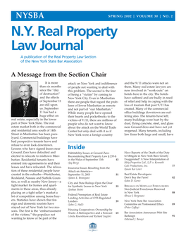 N.Y. Real Property Law Journal a Publication of the Real Property Law Section of the New York State Bar Association