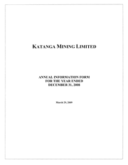 Katanga Mining Limited 3