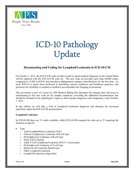 ICD-10 Pathology Update-Lymphoid Leukemia