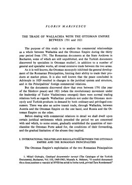 THE TRADE of WALLACHIA with the OTTOMAN EMPIRE BETWEEN 1791 and 1821