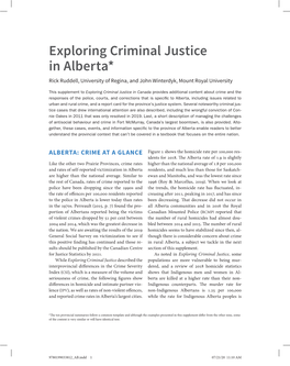 Exploring Criminal Justice in Alberta* Rick Ruddell, University of Regina, and John Winterdyk, Mount Royal University