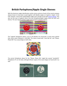 Beatles UK Record Company Singles Sleeves