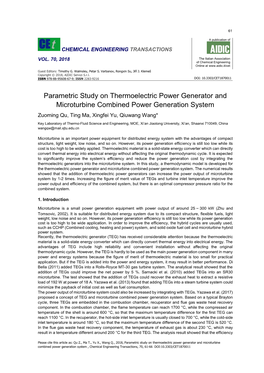 Parametric Study on Thermoelectric Power Generator and Microturbine Combined Power Generation System