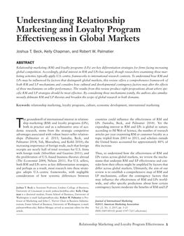 Understanding Relationship Marketing and Loyalty Program Effectiveness in Global Markets